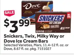 Stop&Shop Snickers, Twix, Milky Way or Dove Ice Cream Bars offer