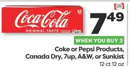 Weis Markets Coke or Pepsi Products, Canada Dry, 7up, A & W, or Sunkist offer