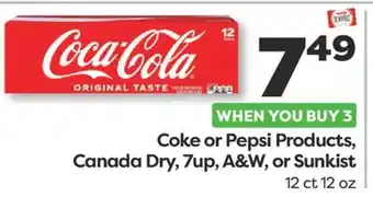 Weis Markets Coke or Pepsi Products, Canada Dry, 7up, A & W, or Sunkist offer