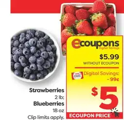 Weis Markets Strawberries 2 lb Blueberries 18 oz offer