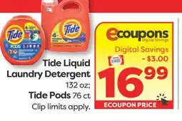 Weis Markets Tide Liquid Laundry Detergent 132 oz Tide Pods 76 ct offer