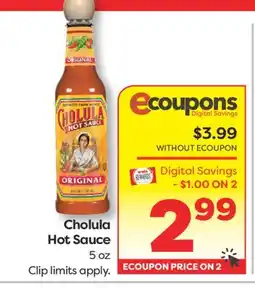 Weis Markets Cholula Hot Sauce offer