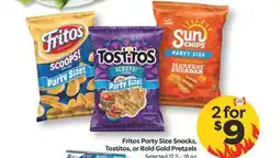 Weis Markets Fritos Party Size Snacks, Tostitos, or Rold Gold Pretzels offer