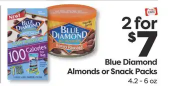 Weis Markets Blue Diamond Almonds or Snack Packs offer