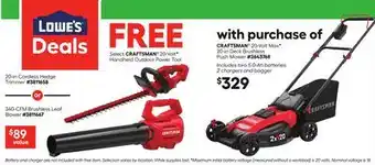 Lowe's 20-Volt MaxF 20-in Deck Brushless Push Mower offer