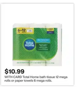 CVS Total Home bath tissue 12 mega rolls or paper towels 6 mega rolls offer