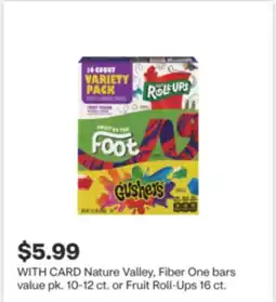 CVS Nature Valley, Fiber One bars value pk. 10-12 ct. or Fruit Roll-Ups 16 ct offer