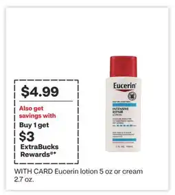 CVS Eucerin lotion 5 oz or cream 2.7 oz offer
