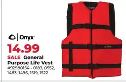 Runnings Onyx General Purpose Life Vest offer