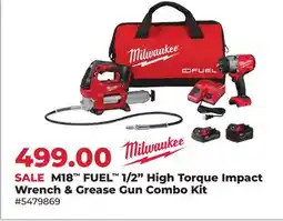 Runnings Milwaukee M18 FUEL 1/2 High Torque Impact Wrench & Grease Gun Combo Kit offer