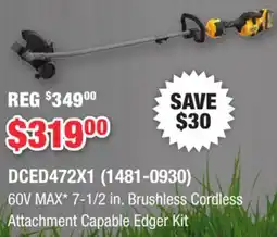 Runnings DEWALT 60V MAX 7-1/2 in. Brushless Cordless Attachment Capable Edger offer