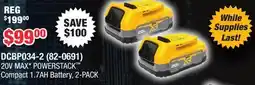 Runnings 20V MAX POWERSTACK Compact 1.7AH Battery, 2-PACK offer