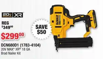 Runnings DEWALT 20V MAX XR 18 GA Brad Nailer Kit offer
