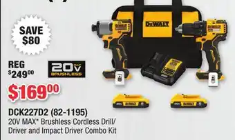 Runnings DEWALT 20V MAX Brushless Cordless Drill/Driver and Impact Driver Combo Kit offer