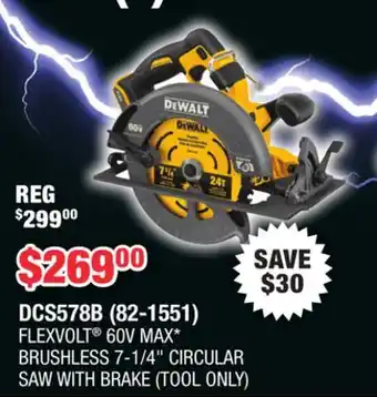 Runnings FLEXVOLT 60V MAX BRUSHLESS 7-1/4 CIRCULAR SAW WITH BRAKE offer