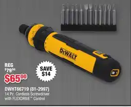 Runnings DEWALT 14 Pc. Cordless Screwdriver with FLEXDRIVE offer