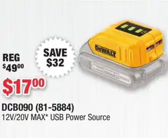 Runnings DEWALT 12V/20V MAX USB Power Source offer