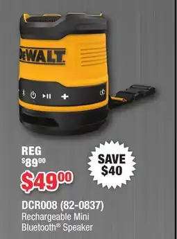 Runnings DEWALT Rechargeable Mini Bluetooth Speaker offer