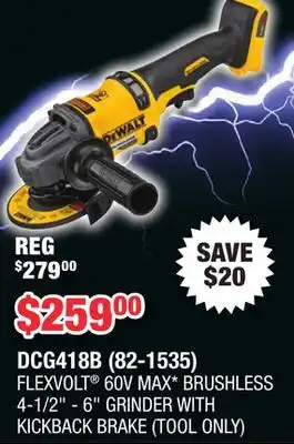 Runnings DEWALT FLEXVOLT 60V MAX BRUSHLESS 4-1/2-6 GRINDER WITH KICKBACK BRAKE offer