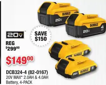 Runnings DEWALT 20V MAX* 2.0AH & 4.0AH Battery, 4-PACK offer