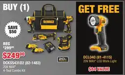 Runnings DEWALT 20V MAX* 4-Tool Combo Kit offer