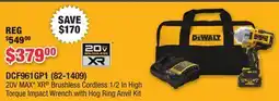 Runnings DEWALT 20V MAX XR Brushless Cordless 1/2 In High Torque Impact Wrench with Hog Ring offer