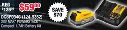 Runnings DEWALT 20V MAX* POWERSTACK Compact 1.7AH Battery Kit offer