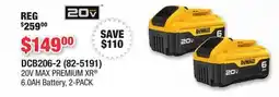 Runnings 20V MAX PREMIUM XR 6.0AH Battery, 2-PACK offer