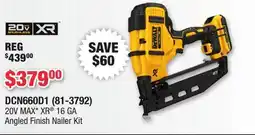 Runnings DEWALT 20V MAX XR 16 GA Angled Finish Nailer Kit offer