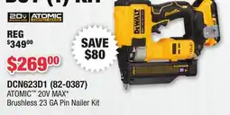 Runnings ATOMIC 20V MAX Brushless 23 GA Pin Nailer Kit offer