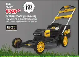 Runnings 60V MAX* 21 in. Brushless Cordless RWD Self-Propelled Lawn Mower Kit offer