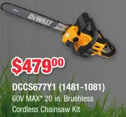 Runnings 60V MAX 20 in. Brushless Cordless Chainsaw Kit offer