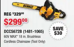 Runnings DEWALT 60V MAX 18 in. Brushless Cordless Chainsaw (Tool Only) offer
