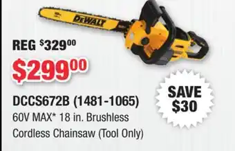 Runnings DEWALT 60V MAX 18 in. Brushless Cordless Chainsaw (Tool Only) offer