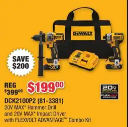 Runnings DEWALT 20V MAX Hammer Drill and 20V MAX Impact Driver with FLEXVOLT ADVANTAGE Combo Kit offer