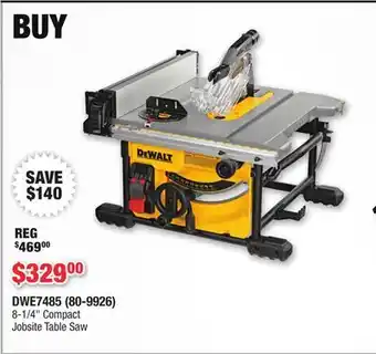 Runnings DEWALT 8-1/4 Compact Jobsite Table Saw offer