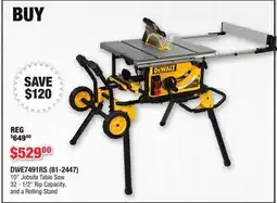Runnings 10 Jobsite Table Saw 32-1/2 Rip Capacity, and a Rolling Stand offer