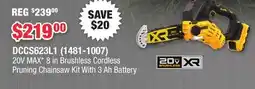 Runnings DEWALT 20V MAX* 8 in Brushless Cordless Pruning Chainsaw Kit With 3 Ah Battery offer