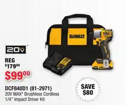 Runnings 20V MAX Brushless Cordless 1/4 Impact Driver Kit offer
