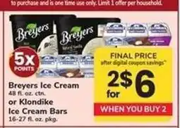 Safeway Breyers Ice Cream or Klondike Ice Cream Bars offer