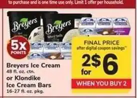 Safeway Breyers Ice Cream or Klondike Ice Cream Bars offer