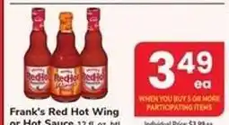 Safeway Frank's Red Hot Wing or Hot Sauce offer