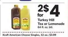 Safeway Turkey Hill Tea or Lemonade offer