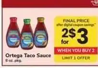 Safeway Ortega Taco Sauce offer