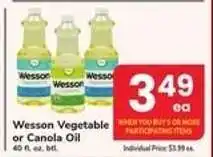 Safeway Wesson Vegetable or Canola Oil offer