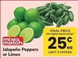 Safeway Jalapeño Peppers or Limes offer