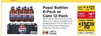 ShopRite Pepsi Bottles 8-Pack or Cans 12-Pack offer