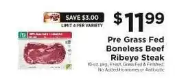 ShopRite Pre Grass Fed Boneless Beef Ribeye Steak offer