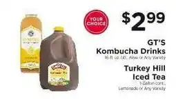 ShopRite GT'S Kombucha Drinks or Turkey Hill Iced Tea offer