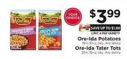 ShopRite Ore-Ida Potatoes / Ore-Ida Tater Tots offer